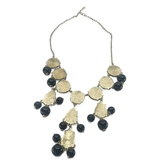 Black and Gold Jeweled Necklace - Picture 2 of 4